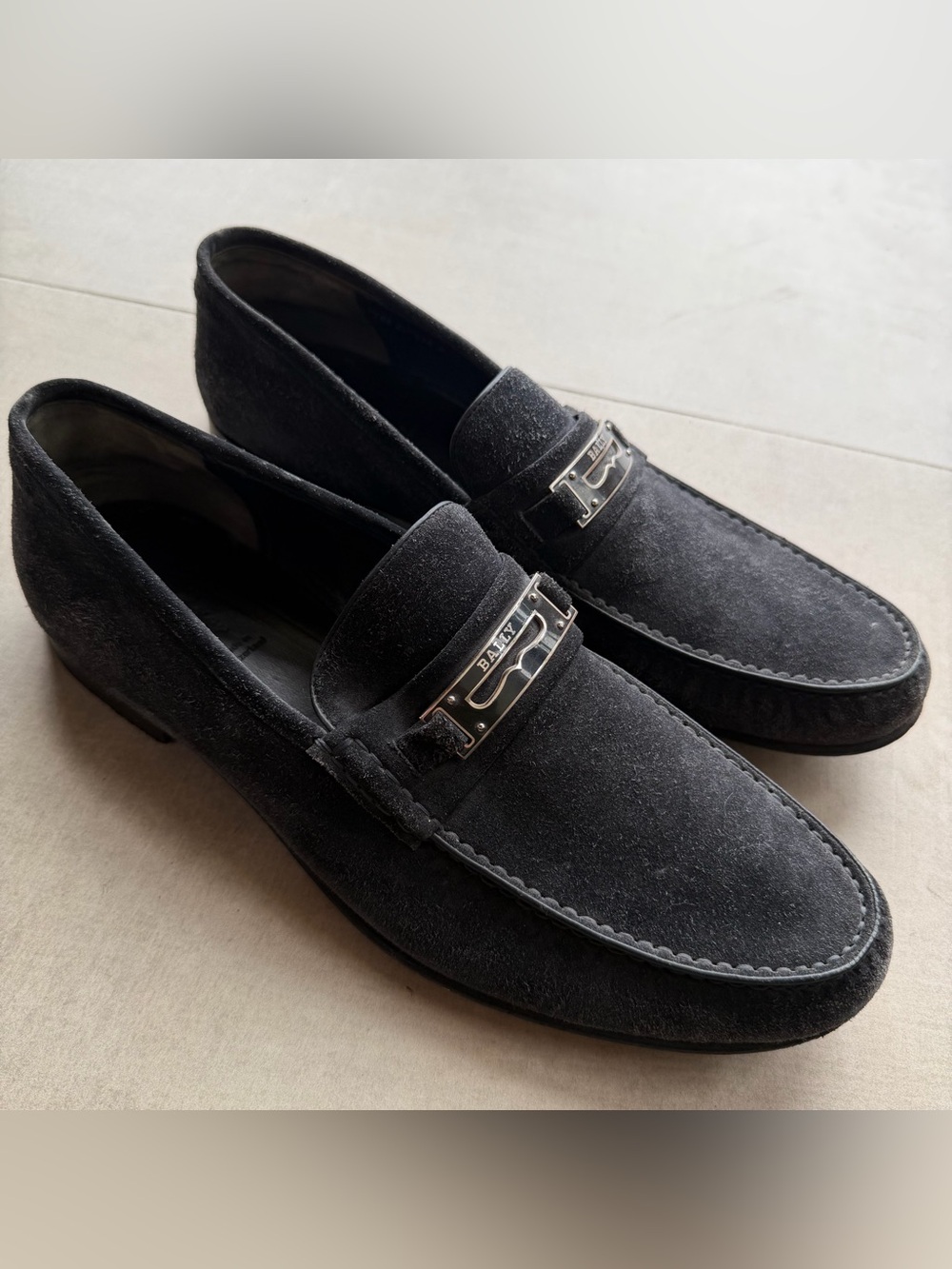 Bally Black Suede Bit Loafers